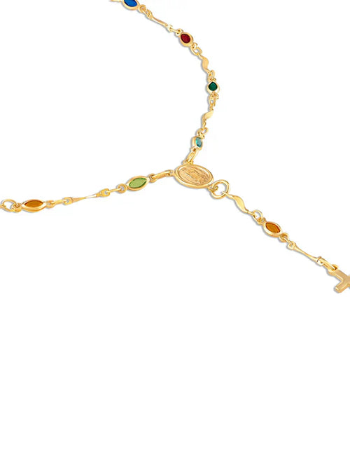 Load image into Gallery viewer, RMZ GOLD NYC 14K Gold Multicolor Virgin Mary Necklace - Made In Brazil
