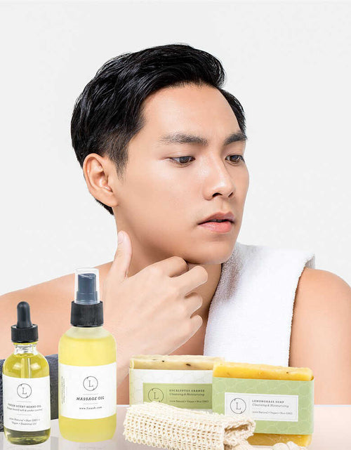 Load image into Gallery viewer, Fresh earthy Natural skincare set, Eucalyptus bath and body, Men Grooming kit/Body oil by Lizush
