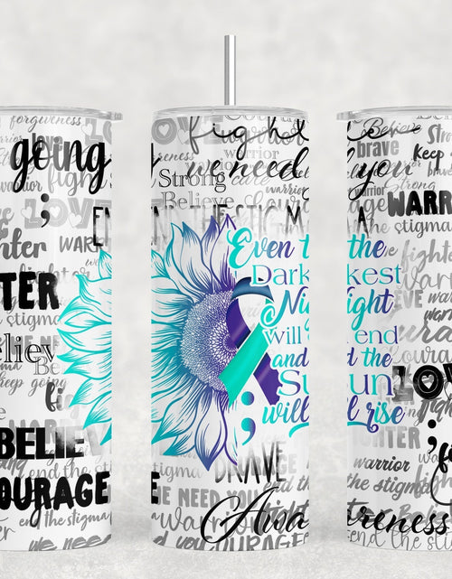 Load image into Gallery viewer, Mental Health Suicide Awareness - 20 oz Steel Skinny Tumbler - Optional Blue Tooth Speaker - Speaker Color will Vary by Rowdy Ridge Co
