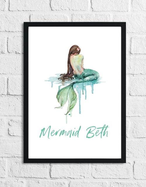 Load image into Gallery viewer, Personalised Mermaid Brunette Children's Room Wall Decor Print by WinsterCreations™ Official Store
