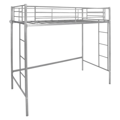 Load image into Gallery viewer, Twin Loft Bed Frame with 2 Ladders Full-length Guardrail -Silver
