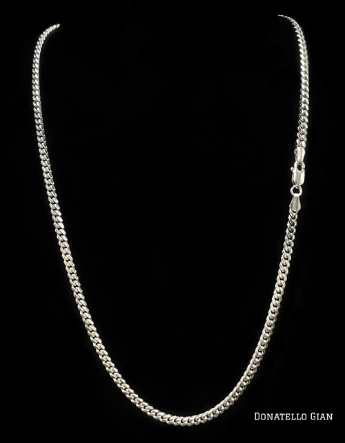 Load image into Gallery viewer, Sterling Silver 925 Miami Cuban Link Chain 4MM, 16"-24", Cuban Curb Chain Necklace, Italian Made Sterling Silver 925 Unisex Chain by Donatello Gian
