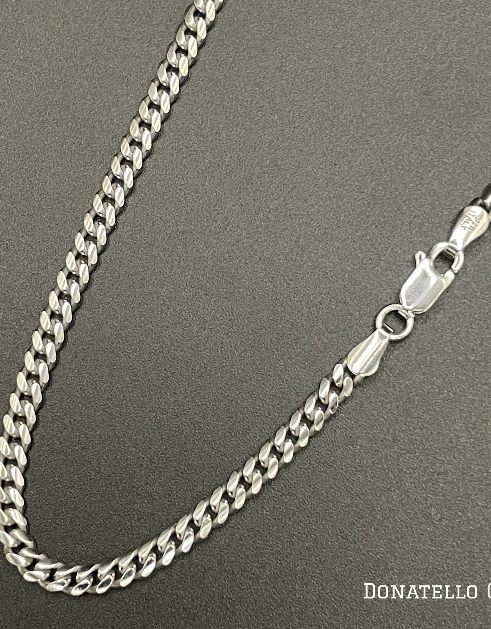 Sterling Silver 925 Miami Cuban Link Chain 4MM, 16"-24", Cuban Curb Chain Necklace, Italian Made Sterling Silver 925 Unisex Chain by Donatello Gian