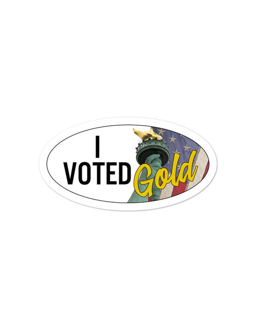 Load image into Gallery viewer, I Voted Gold - Large Vote Stickers (Design 2) by Proud Libertarian
