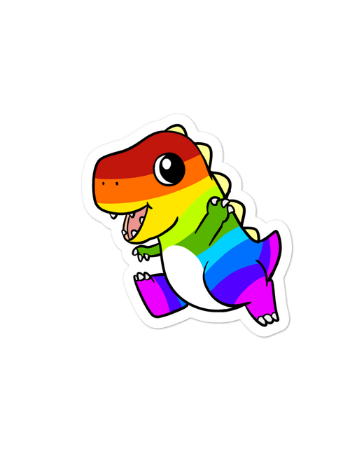 Load image into Gallery viewer, LGBTQ Tyrannosaurus Rex Cartoon - Bubble-free stickers by Proud Libertarian

