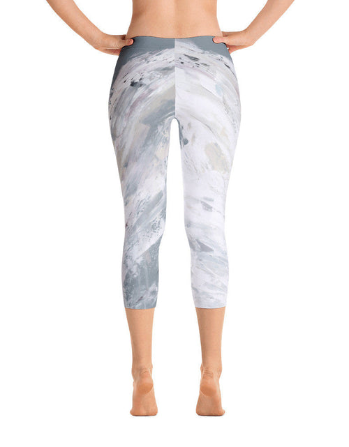 Load image into Gallery viewer, Angel Watching Over You Capri Leggings by DeannArt
