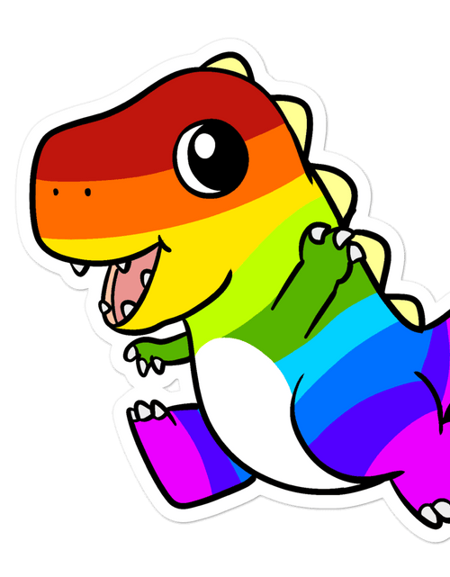 Load image into Gallery viewer, LGBTQ Tyrannosaurus Rex Cartoon - Bubble-free stickers by Proud Libertarian
