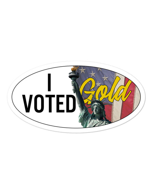 Load image into Gallery viewer, I Voted Gold - Large Vote Stickers (Design 3) by Proud Libertarian
