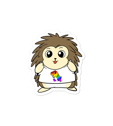 LGBTQ Tyrannosaurus Rex Cartoon Porcupine - Bubble-free stickers by Proud Libertarian