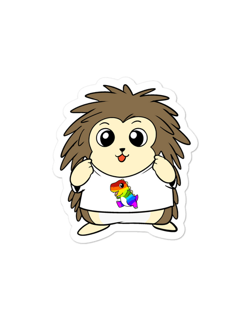 Load image into Gallery viewer, LGBTQ Tyrannosaurus Rex Cartoon Porcupine - Bubble-free stickers by Proud Libertarian
