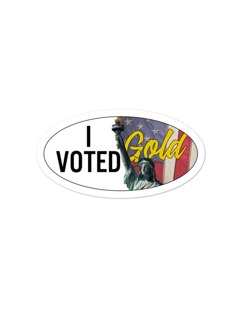 Load image into Gallery viewer, I Voted Gold - Large Vote Stickers (Design 3) by Proud Libertarian
