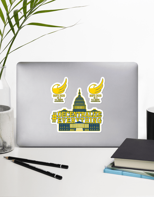 Load image into Gallery viewer, #Decentralize Everything - Michael Rufo For Congress Bubble-free stickers by Proud Libertarian
