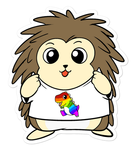 LGBTQ Tyrannosaurus Rex Cartoon Porcupine - Bubble-free stickers by Proud Libertarian