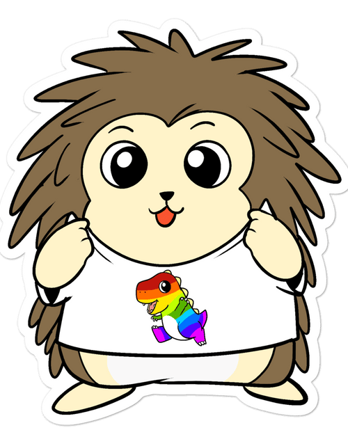 Load image into Gallery viewer, LGBTQ Tyrannosaurus Rex Cartoon Porcupine - Bubble-free stickers by Proud Libertarian
