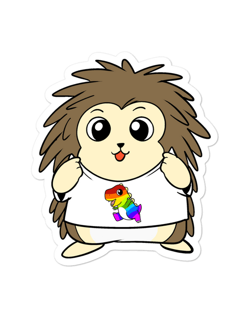 Load image into Gallery viewer, LGBTQ Tyrannosaurus Rex Cartoon Porcupine - Bubble-free stickers by Proud Libertarian
