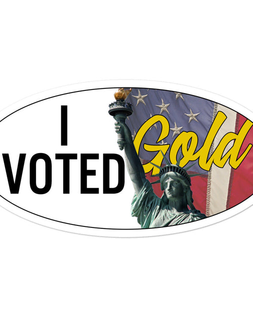 Load image into Gallery viewer, I Voted Gold - Large Vote Stickers (Design 3) by Proud Libertarian
