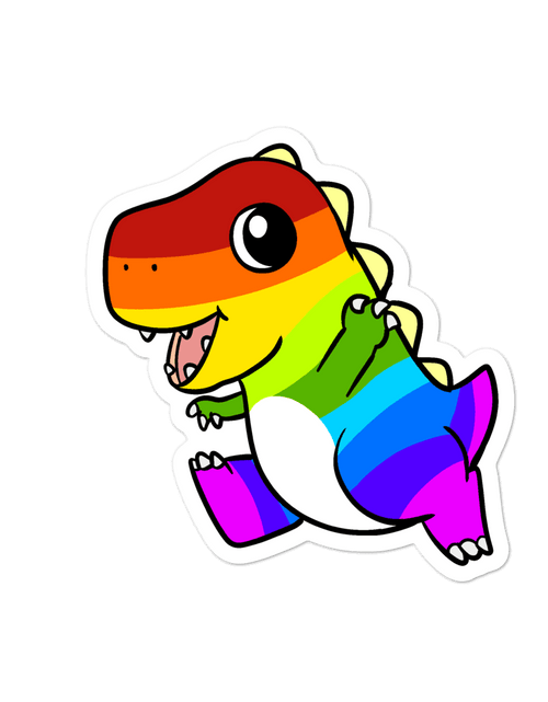 Load image into Gallery viewer, LGBTQ Tyrannosaurus Rex Cartoon - Bubble-free stickers by Proud Libertarian
