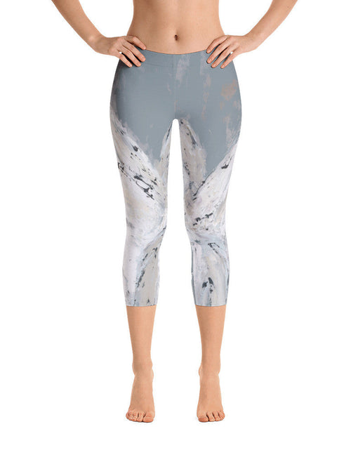 Load image into Gallery viewer, Angel Watching Over You Capri Leggings by DeannArt
