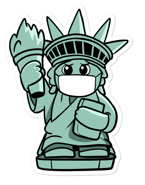 Load image into Gallery viewer, Masked Liberty Cartoon - Bubble-free stickers by Proud Libertarian
