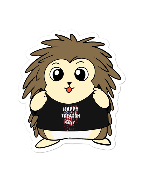 Load image into Gallery viewer, Happy Treason Day Cartoon Porcupine - Bubble-free stickers by Proud Libertarian
