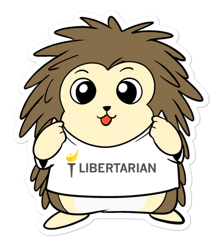 Libertarian Party Cartoon Porcupine - Bubble-free stickers by Proud Libertarian