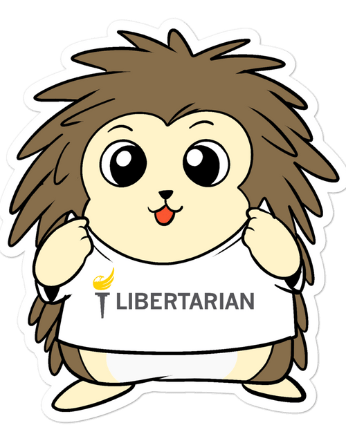 Load image into Gallery viewer, Libertarian Party Cartoon Porcupine - Bubble-free stickers by Proud Libertarian
