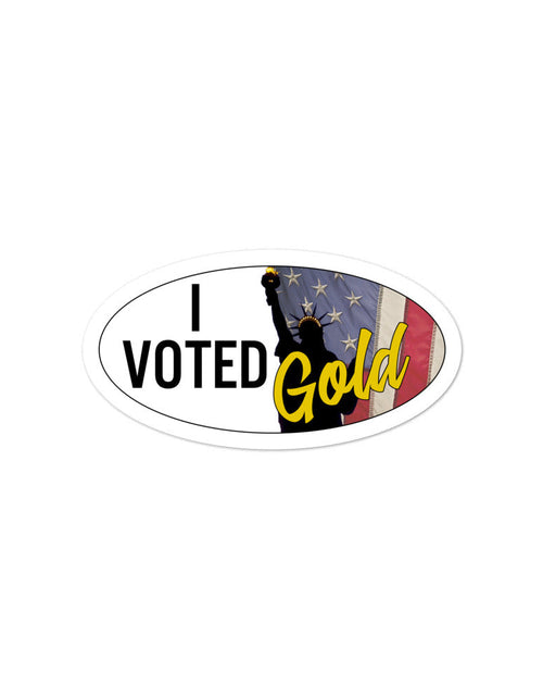 Load image into Gallery viewer, I Voted Gold - Large Vote Stickers (Design 4) by Proud Libertarian
