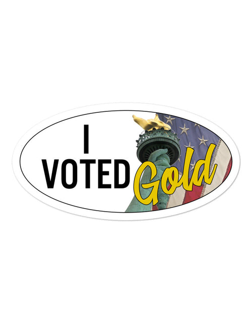 Load image into Gallery viewer, I Voted Gold - Large Vote Stickers (Design 2) by Proud Libertarian
