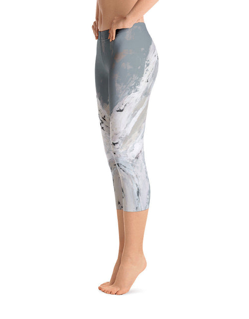 Load image into Gallery viewer, Angel Watching Over You Capri Leggings by DeannArt
