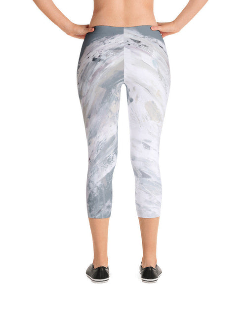 Load image into Gallery viewer, Angel Watching Over You Capri Leggings by DeannArt
