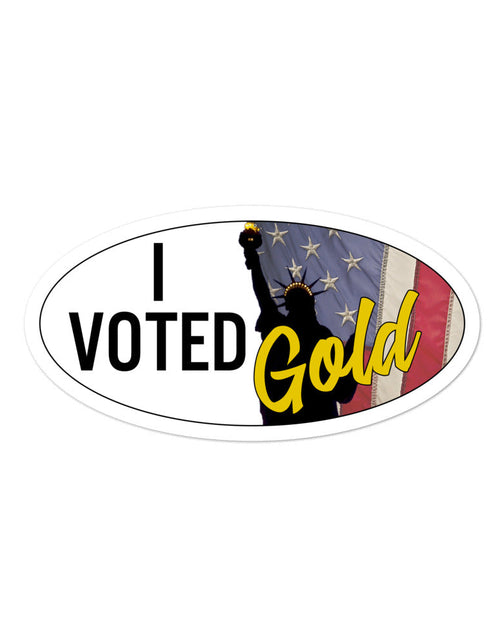 Load image into Gallery viewer, I Voted Gold - Large Vote Stickers (Design 4) by Proud Libertarian
