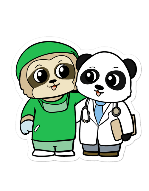Load image into Gallery viewer, Doctor and Surgeon Cartoon - Bubble-free stickers by Proud Libertarian

