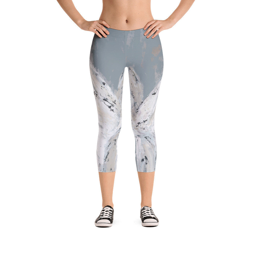 Angel Watching Over You Capri Leggings by DeannArt