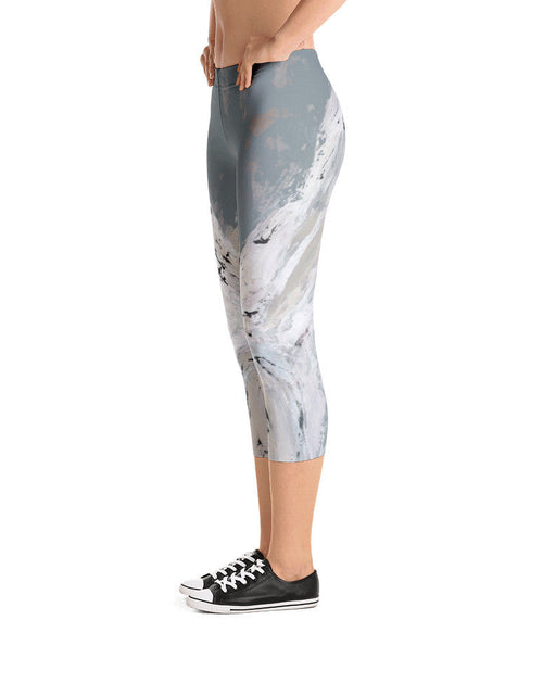 Load image into Gallery viewer, Angel Watching Over You Capri Leggings by DeannArt
