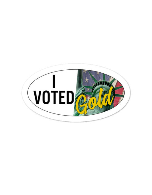 Load image into Gallery viewer, I Voted Gold - Vote Stickers 1 x 2 Ovals (Quantity 8) by Proud Libertarian
