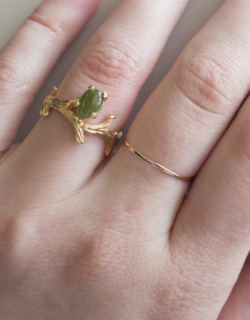 Load image into Gallery viewer, Vintage Ring Genuine Opal 18k Yellow Gold Electroplate Twig Style Band Ring made in the USA by PVD Vintage Jewelry
