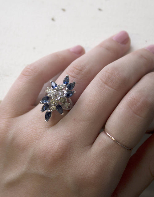 Load image into Gallery viewer, Vintage Jewelry Austrian Crystal Cocktail Ring 18k White Gold Electroplated by PVD Vintage Jewelry
