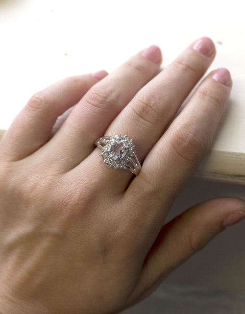 Load image into Gallery viewer, Vintage Jewelry Genuine Stone or Crystal Surrounded by Clear Austrian Crystals Ring Made in the USA by PVD Vintage Jewelry
