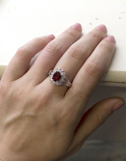 Load image into Gallery viewer, Vintage Jewelry Genuine Stone or Crystal Surrounded by Clear Austrian Crystals Ring Made in the USA by PVD Vintage Jewelry
