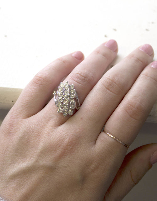 Load image into Gallery viewer, Vintage Jewelry Clear Crystal Cocktail Ring Electroplated with 18kt Yellow Gold Made in the USA by PVD Vintage Jewelry
