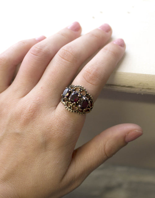 Load image into Gallery viewer, Vintage Ring Austrian Crystal Cocktail Ring Antique 18k Gold Womans Jewelry by PVD Vintage Jewelry
