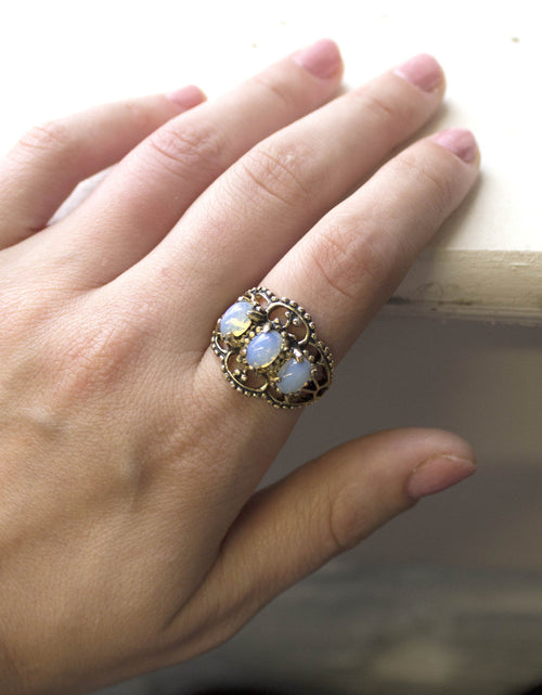 Load image into Gallery viewer, Vintage Ring Austrian Crystal Cocktail Ring Antique 18k Gold Womans Jewelry by PVD Vintage Jewelry
