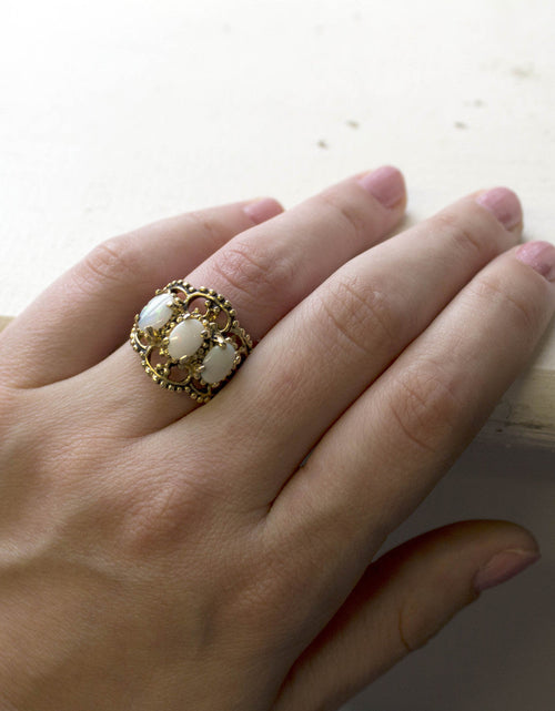Load image into Gallery viewer, Vintage Ring Austrian Crystal Cocktail Ring Antique 18k Gold Womans Jewelry by PVD Vintage Jewelry
