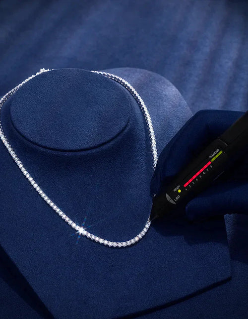 Load image into Gallery viewer, S925 Moissanite Diamond Tennis Chain Necklace in White Gold - 4mm by Bling Proud | Urban Jewelry Online Store

