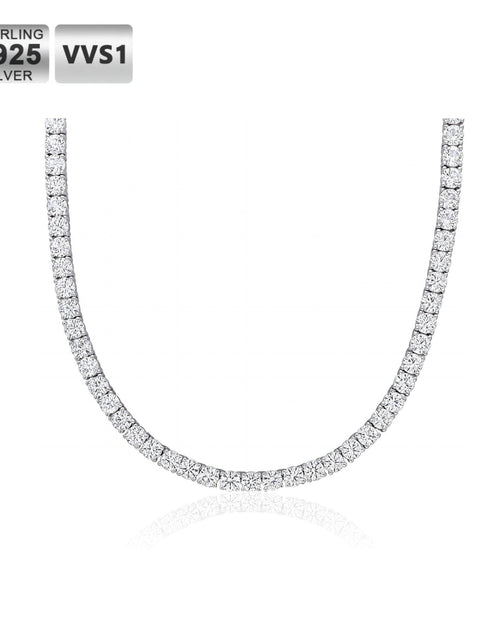 Load image into Gallery viewer, S925 Moissanite Diamond Tennis Chain Necklace in White Gold - 4mm by Bling Proud | Urban Jewelry Online Store

