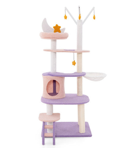 Multi-level Cat Tower with Sisal Covered Scratching Posts-M