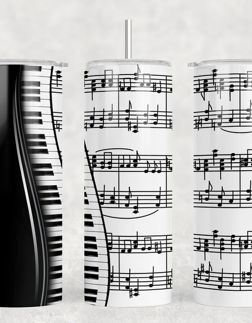 Load image into Gallery viewer, Music Notes|Skinny Tumbler|Optional Bluetooth Speaker| Speaker Color Varies by Rowdy Ridge Co
