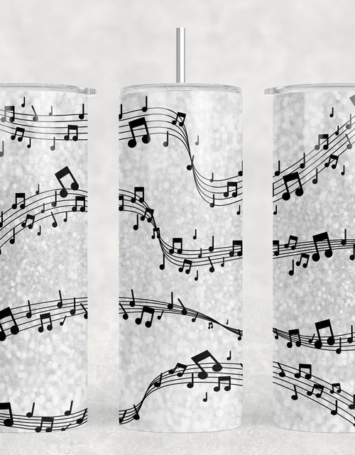 Load image into Gallery viewer, Music Notes|Skinny Tumbler|Optional Bluetooth Speaker| Speaker Color Varies by Rowdy Ridge Co
