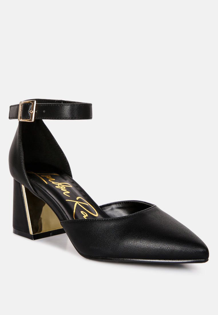 myla faux leather metallic sling heeled sandals by London Rag