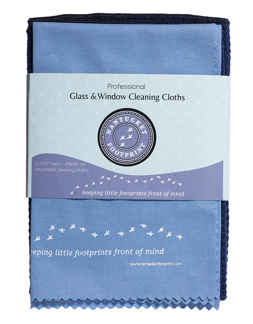 Load image into Gallery viewer, Microfiber Glass &amp; Window Cleaning Cloths - 2 Cloths by Nantucket Spider &amp; Nantucket Footprint
